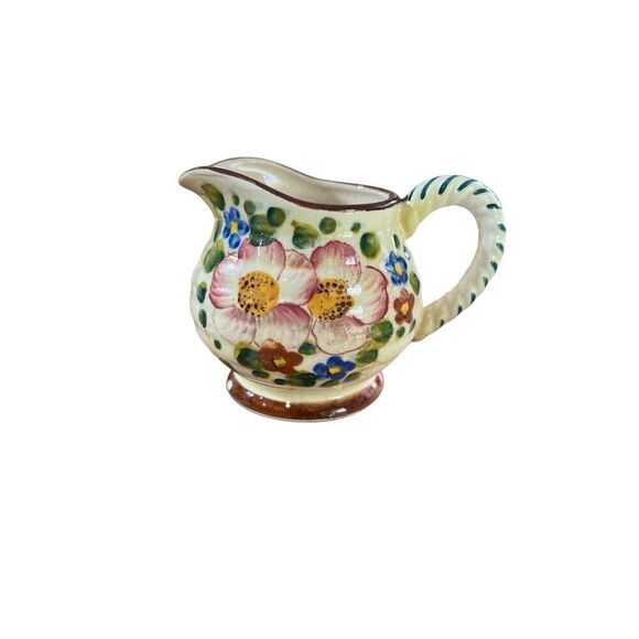 Italya Rossetti Vintage Creamer Floral Earthenware Japan Chicago Hand Painted - Picture 8 of 9